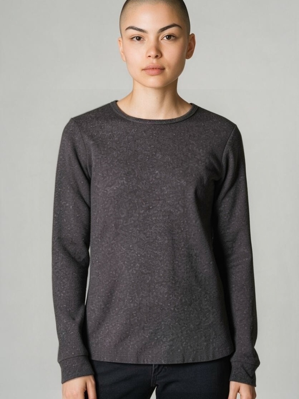 Cuddl Duds Charcoal Crewneck Long Sleeve Top